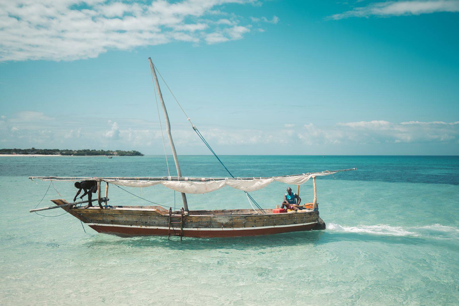 A wooden dhow at sunset